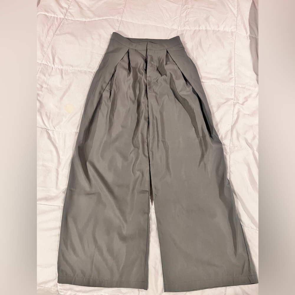 Women’s High Waist  Wide Leg Gray Trouser
